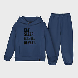 Детский костюм оверсайз EAT SLEEP BASKETBALL REPEAT, цвет: тёмно-синий