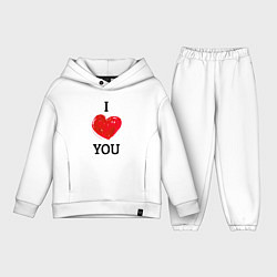Детский костюм оверсайз I LOVE YOU HEART Z, цвет: белый