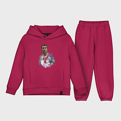 Детский костюм оверсайз Cristiano Ronaldo Manchester United Portugal, цвет: маджента