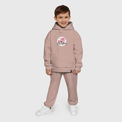 Детский костюм оверсайз Be happy Будь счастлив, цвет: пыльно-розовый — фото 2