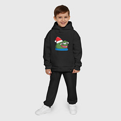 Детский костюм оверсайз Pepe, pepe happy, Пепе хеппи, pepe happy new year, цвет: черный — фото 2