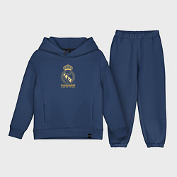 Детский костюм оверсайз Real Madrid gold logo, цвет: тёмно-синий