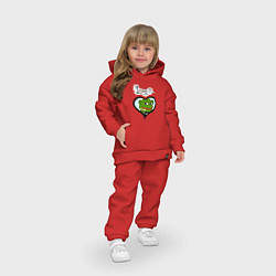 Детский костюм оверсайз Лягушка Пепе в сердце, цвет: красный — фото 2