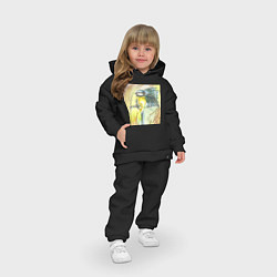 Детский костюм оверсайз Синица-лазоревка в стиле акварель, цвет: черный — фото 2