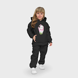 Детский костюм оверсайз Довольный котик в мороженом, цвет: черный — фото 2
