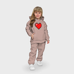 Детский костюм оверсайз Пиксельное сердце-здоровье - Красный, цвет: пыльно-розовый — фото 2