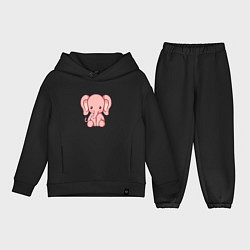 Детский костюм оверсайз Маленький розовый слоненок, цвет: черный