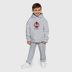 Детский костюм оверсайз Jiu jitsu red splashes logo, цвет: меланж — фото 2