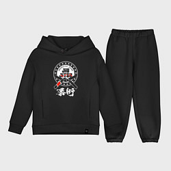 Детский костюм оверсайз Brazilian splashes Jiu jitsu logo, цвет: черный
