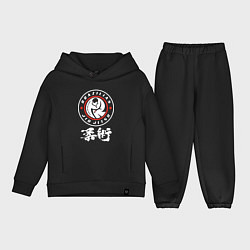 Детский костюм оверсайз Brazilian splashes Jiu jitsu fighter logo, цвет: черный
