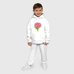 Детский костюм оверсайз Букет розовых тюльпанов, цвет: белый — фото 2