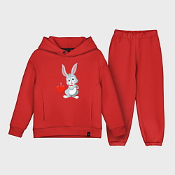 Детский костюм оверсайз Влюблённый кролик, цвет: красный