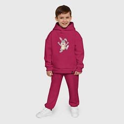 Детский костюм оверсайз Running Rabbit, цвет: маджента — фото 2