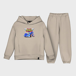 Детский костюм оверсайз Team Sonic racing - hedgehog, цвет: миндальный