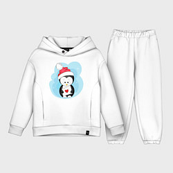 Детский костюм оверсайз Пингвин с письмом, цвет: белый