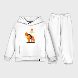 Детский костюм оверсайз Stray - cat logo, цвет: белый