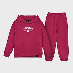 Детский костюм оверсайз Тхэквондо varsity style, цвет: маджента
