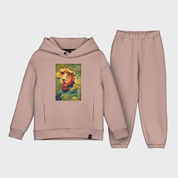 Детский костюм оверсайз Abstract Vincent van Gogh - surrealism self-portra, цвет: пыльно-розовый
