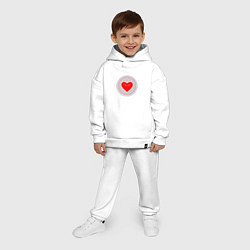 Детский костюм оверсайз Красное сердце с серым фоном, цвет: белый — фото 2