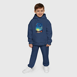 Детский костюм оверсайз Ночной пейзаж в стиле Ван Гога, цвет: тёмно-синий — фото 2