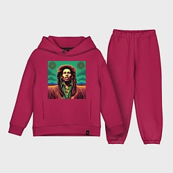 Детский костюм оверсайз Digital Art Bob Marley in the field, цвет: маджента