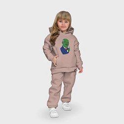 Детский костюм оверсайз Лягушонок Пепе Лукашенко, цвет: пыльно-розовый — фото 2