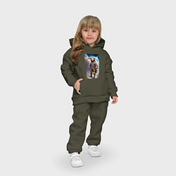 Детский костюм оверсайз Медвежара-космонавт - нейросеть, цвет: хаки — фото 2