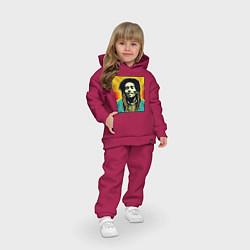 Детский костюм оверсайз Классический граффити арт Боб Марли, цвет: маджента — фото 2