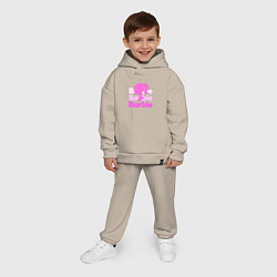 Детский костюм оверсайз Логотип Барби объемный, цвет: миндальный — фото 2
