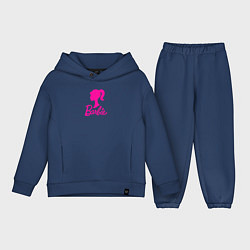 Детский костюм оверсайз Розовый логотип Барби, цвет: тёмно-синий