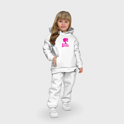 Детский костюм оверсайз Розовый логотип Барби, цвет: белый — фото 2