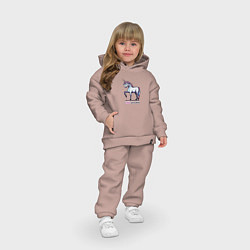 Детский костюм оверсайз Пиксель единорог, цвет: пыльно-розовый — фото 2