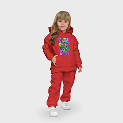 Детский костюм оверсайз Funny skeleton - pop art, цвет: красный — фото 2
