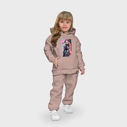 Детский костюм оверсайз Кукла Барби - киберпанк - фантазия, цвет: пыльно-розовый — фото 2