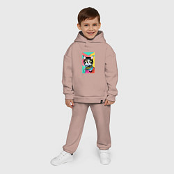 Детский костюм оверсайз Pop art cat - neural network, цвет: пыльно-розовый — фото 2