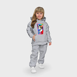 Детский костюм оверсайз Модная кошечка - поп-арт - нейросеть, цвет: меланж — фото 2