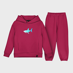 Детский костюм оверсайз Акула лазурный градиент цвета моря, цвет: маджента