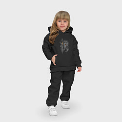 Детский костюм оверсайз Кеджиро Ренгоку - монохромный, цвет: черный — фото 2