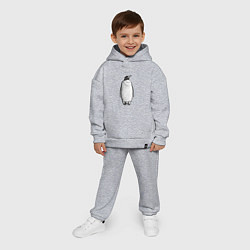 Детский костюм оверсайз Пингвин стоит анфас, цвет: меланж — фото 2