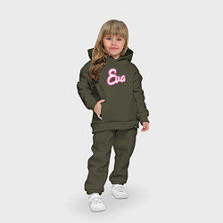 Детский костюм оверсайз Ева в стиле барби - объемный шрифт, цвет: хаки — фото 2