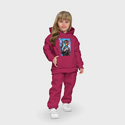 Детский костюм оверсайз Крутая девчонка с пистолетом - киберпанк, цвет: маджента — фото 2