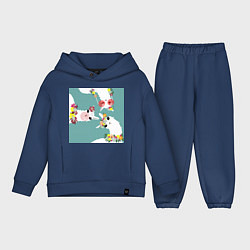 Детский костюм оверсайз Три ламы с цветами