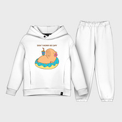 Детский костюм оверсайз Капибара с пончиком dont worry be capy, цвет: белый