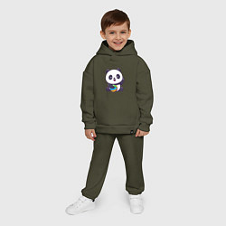 Детский костюм оверсайз Панда с мячиком, цвет: хаки — фото 2