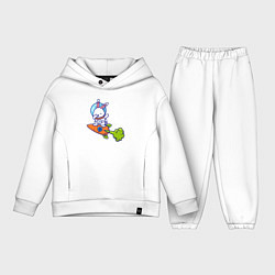 Детский костюм оверсайз Космический зайчишка, цвет: белый