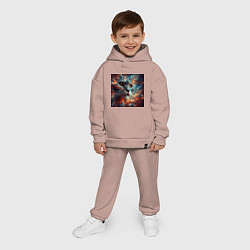 Детский костюм оверсайз Портрет кота в космической туманности, цвет: пыльно-розовый — фото 2