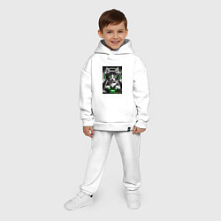 Детский костюм оверсайз Котёнок командный геймер - киберспорт, цвет: белый — фото 2