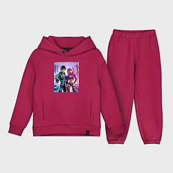 Детский костюм оверсайз Barbie and Ken Voxel ai art Minecraft 2099, цвет: маджента