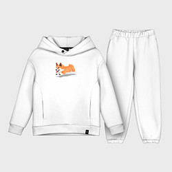 Детский костюм оверсайз Бегущий корги, цвет: белый