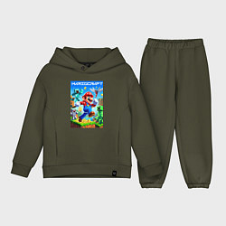 Детский костюм оверсайз Mario in Minecraft - ai art collaboration, цвет: хаки